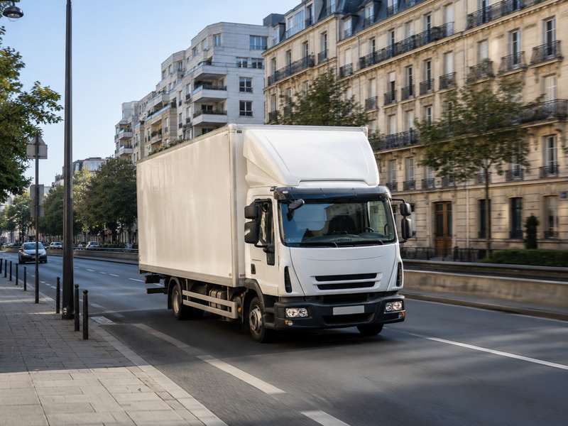 Camion de déménagement circulant dans le secteur des Hauts-de-Seine